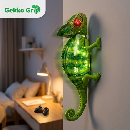 Gekko Grip chameleon climbing a bedroom wall